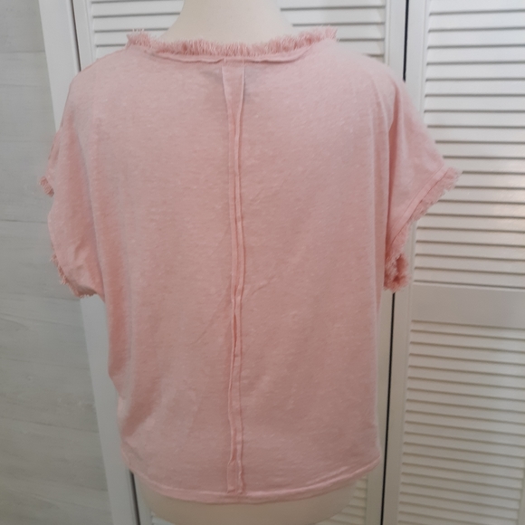 Jessica Simpson oversized frayed blush top small *C2 - Picture 2 of 5